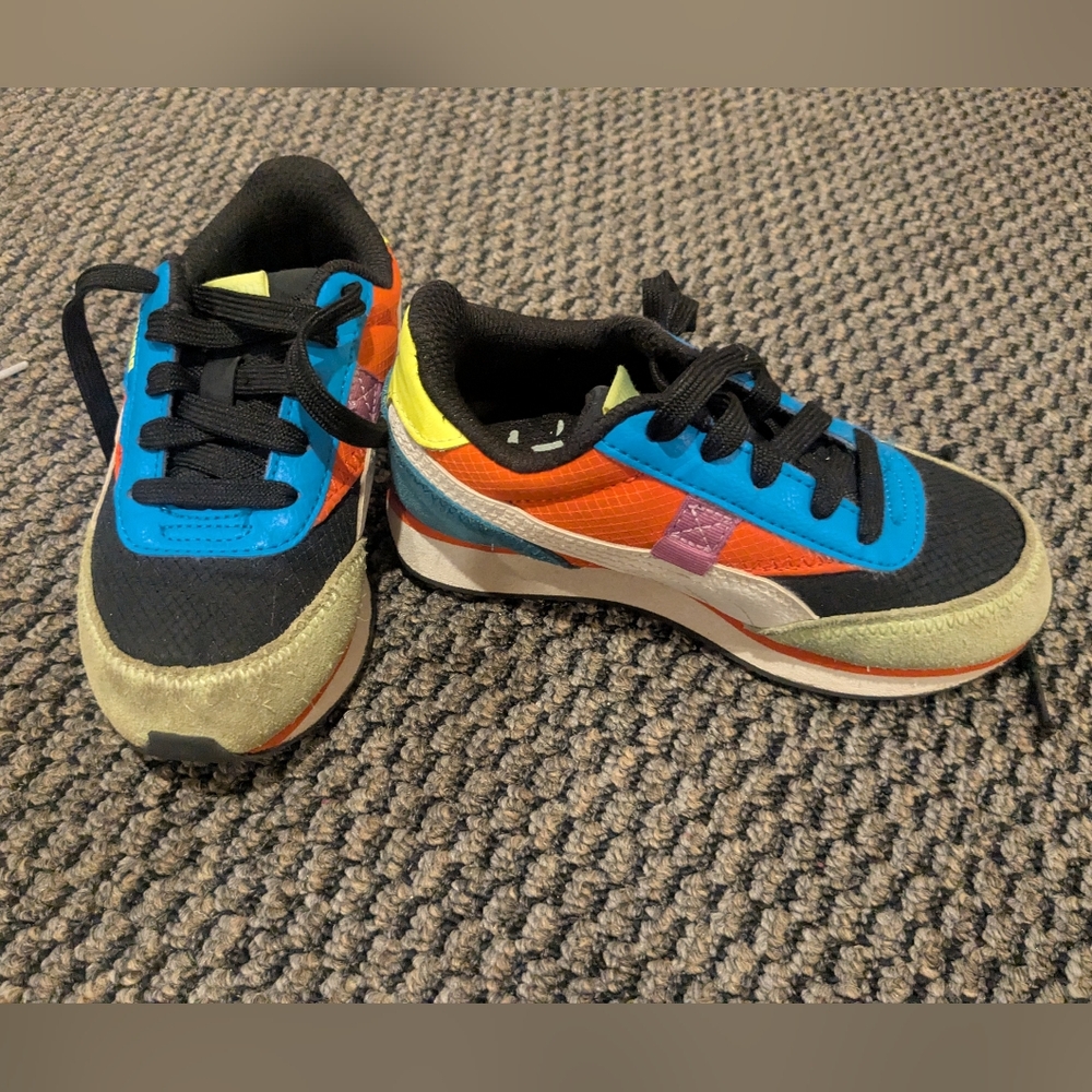 Kids Multicolor Puma Athletic Sneakers - Blue, Orange & Yellow